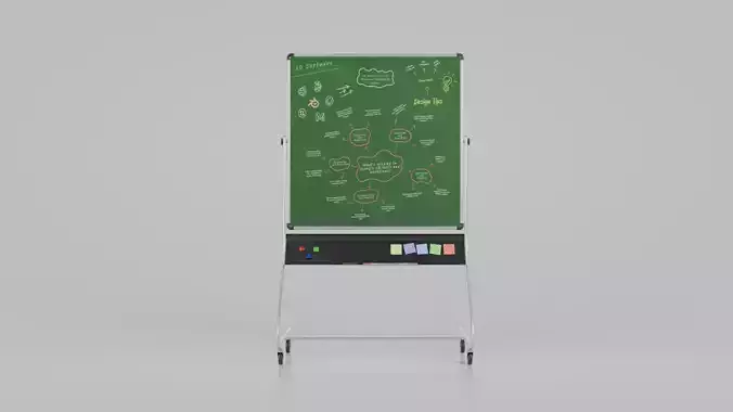 Customizable Double-Sided Metal Greenboard Square Writing Board Low-poly 3D model