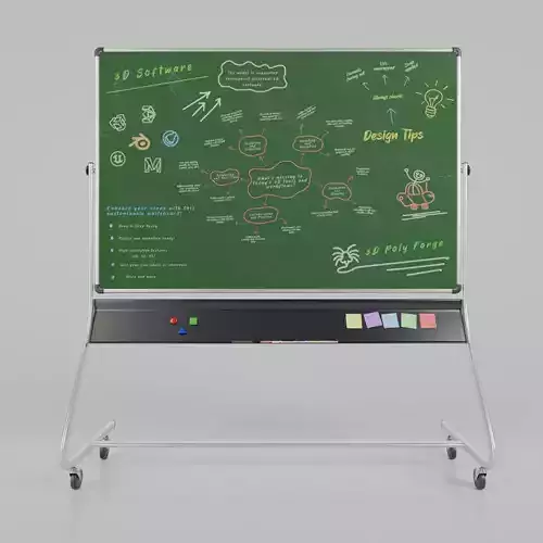 Customizable Double-Sided Metal Greenboard Writing Board Low-poly 3D model