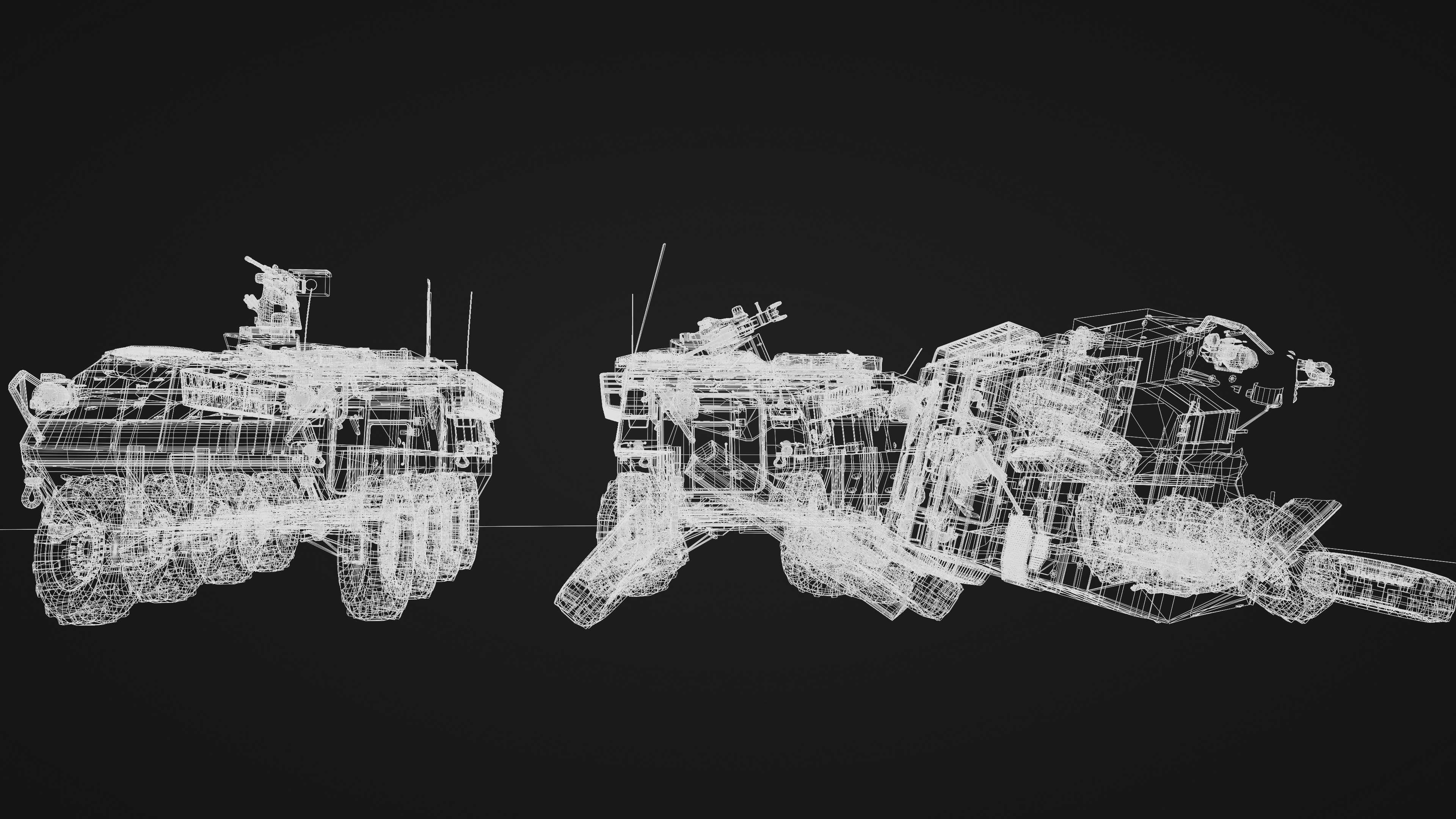 Stryker Armored Vehicle 3 Models Clean to Ruined Low-poly 3D model_7