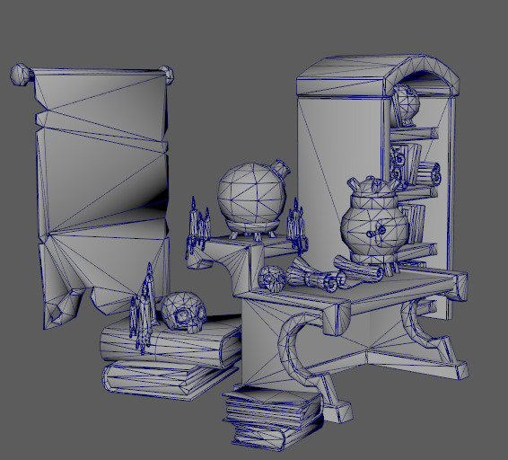 Stylish Magician Alchemist Table Low-poly 3D model_4