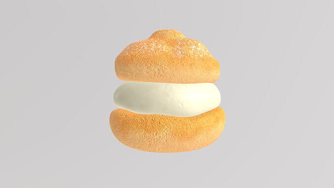 Stylized Low-Poly Cream Puff Low-poly 3D model 6