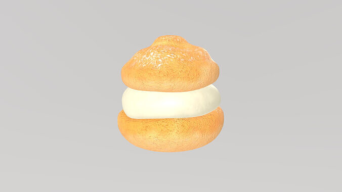 Stylized Low-Poly Cream Puff Low-poly 3D model 2