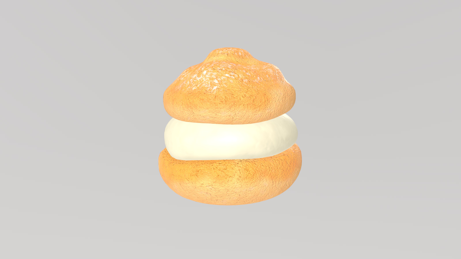 Stylized Low-Poly Cream Puff Low-poly 3D model_2