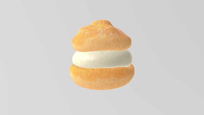 Stylized Low-Poly Cream Puff Low-poly 3D model 3
