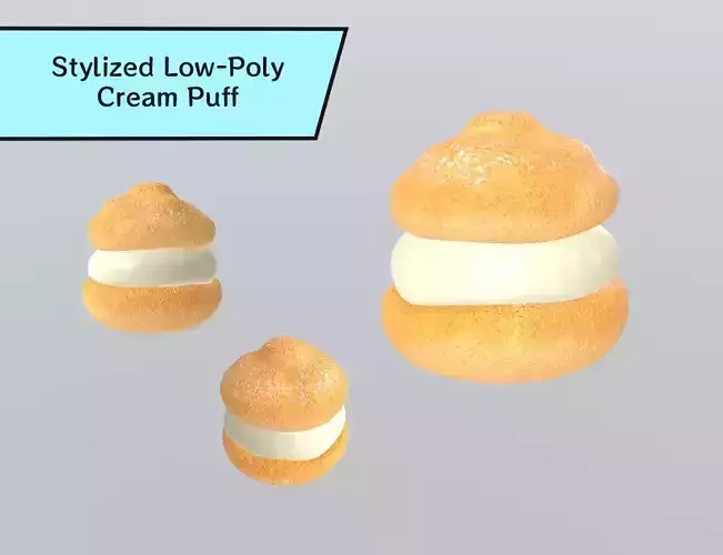 Stylized Low-Poly Cream Puff