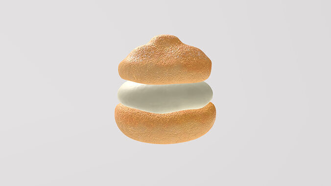 Stylized Low-Poly Cream Puff Low-poly 3D model 4