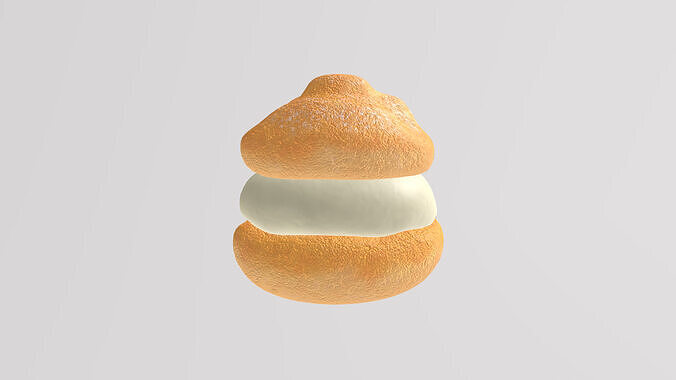 Stylized Low-Poly Cream Puff Low-poly 3D model 5