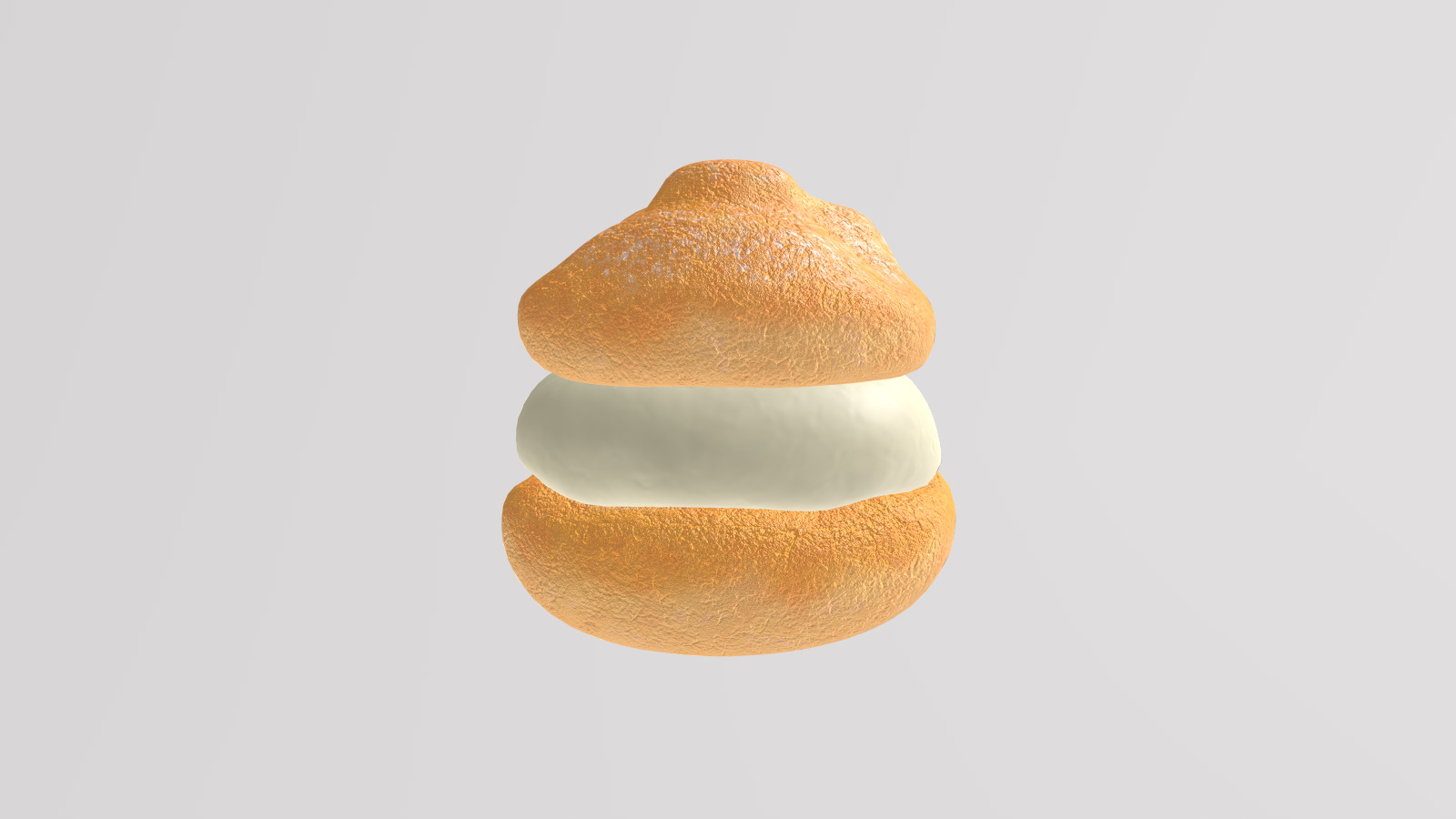 Stylized Low-Poly Cream Puff Low-poly 3D model_5
