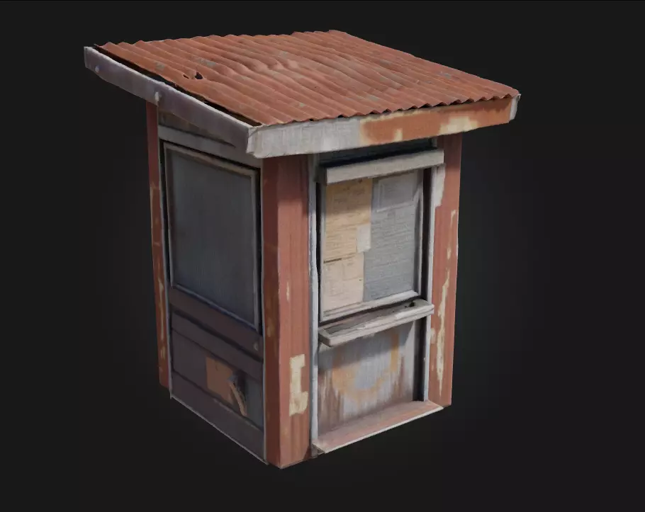 Weathered Ticket Booth Vintage Charm with a Touch of Decay 3D model