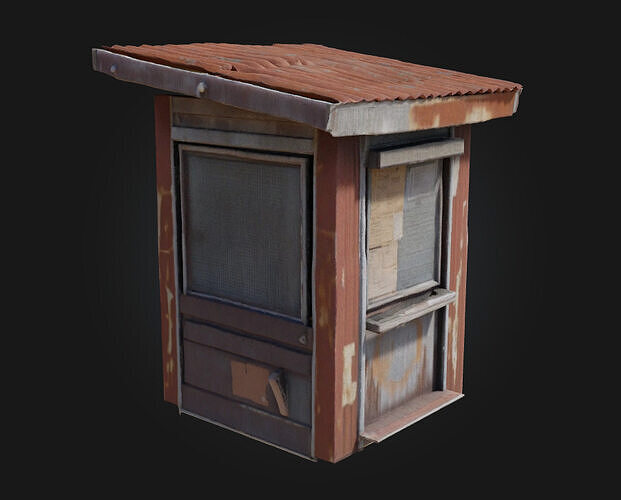 Weathered Ticket Booth  Vintage Charm with a Touch of Decay 3D model 6