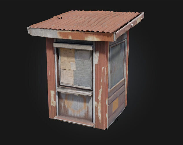 Weathered Ticket Booth  Vintage Charm with a Touch of Decay 3D model 2