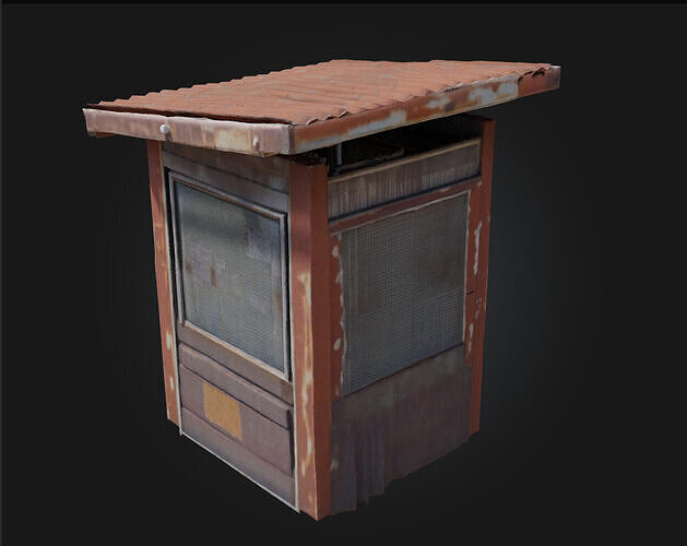 Weathered Ticket Booth  Vintage Charm with a Touch of Decay 3D model 4