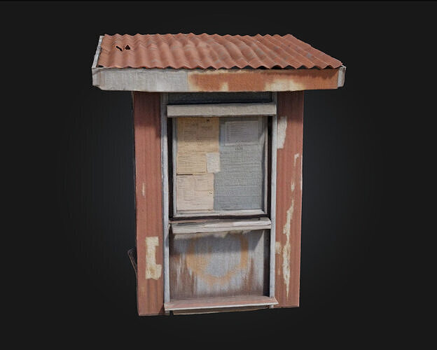Weathered Ticket Booth  Vintage Charm with a Touch of Decay 3D model 5
