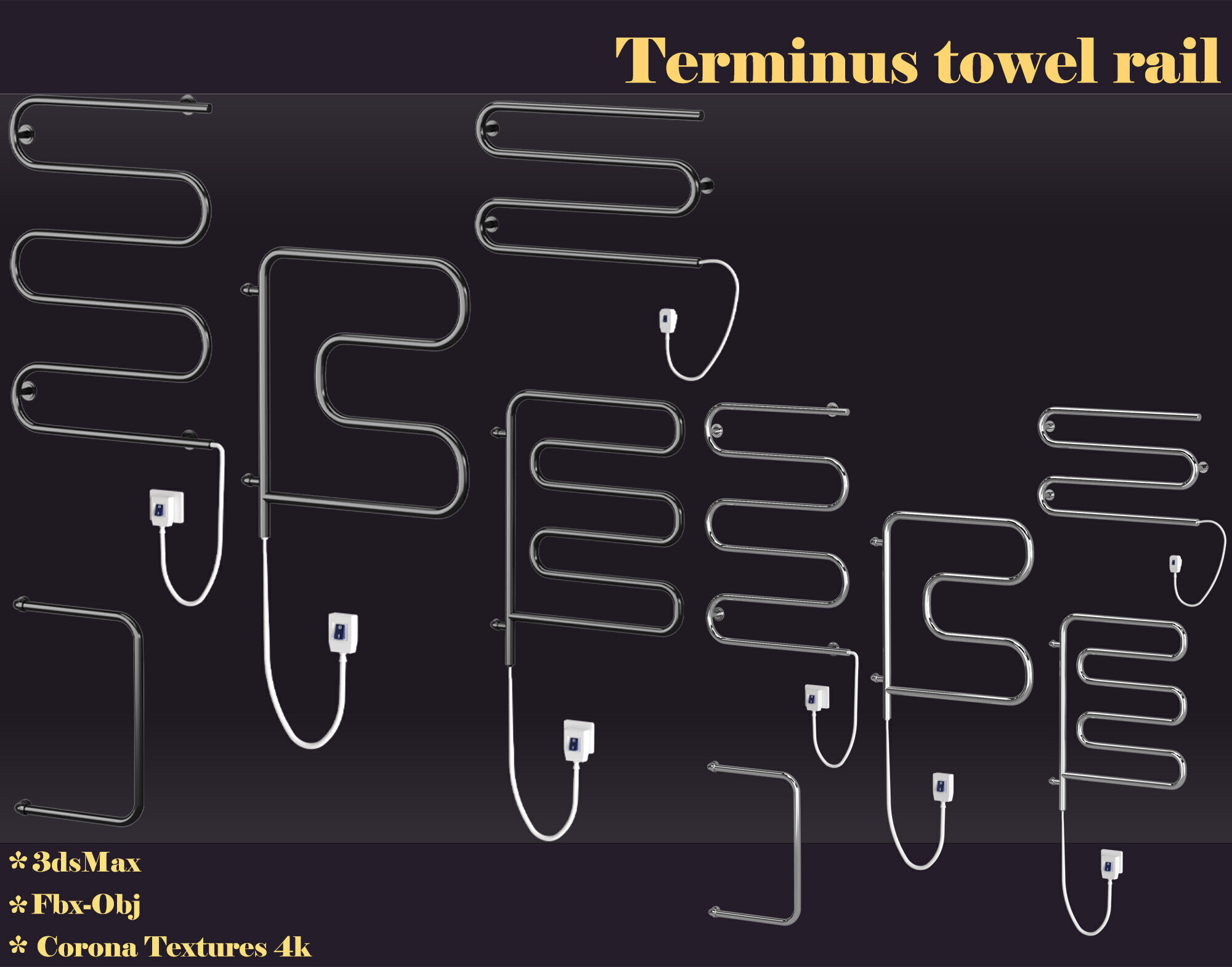 Terminus towel rail 3D model_2