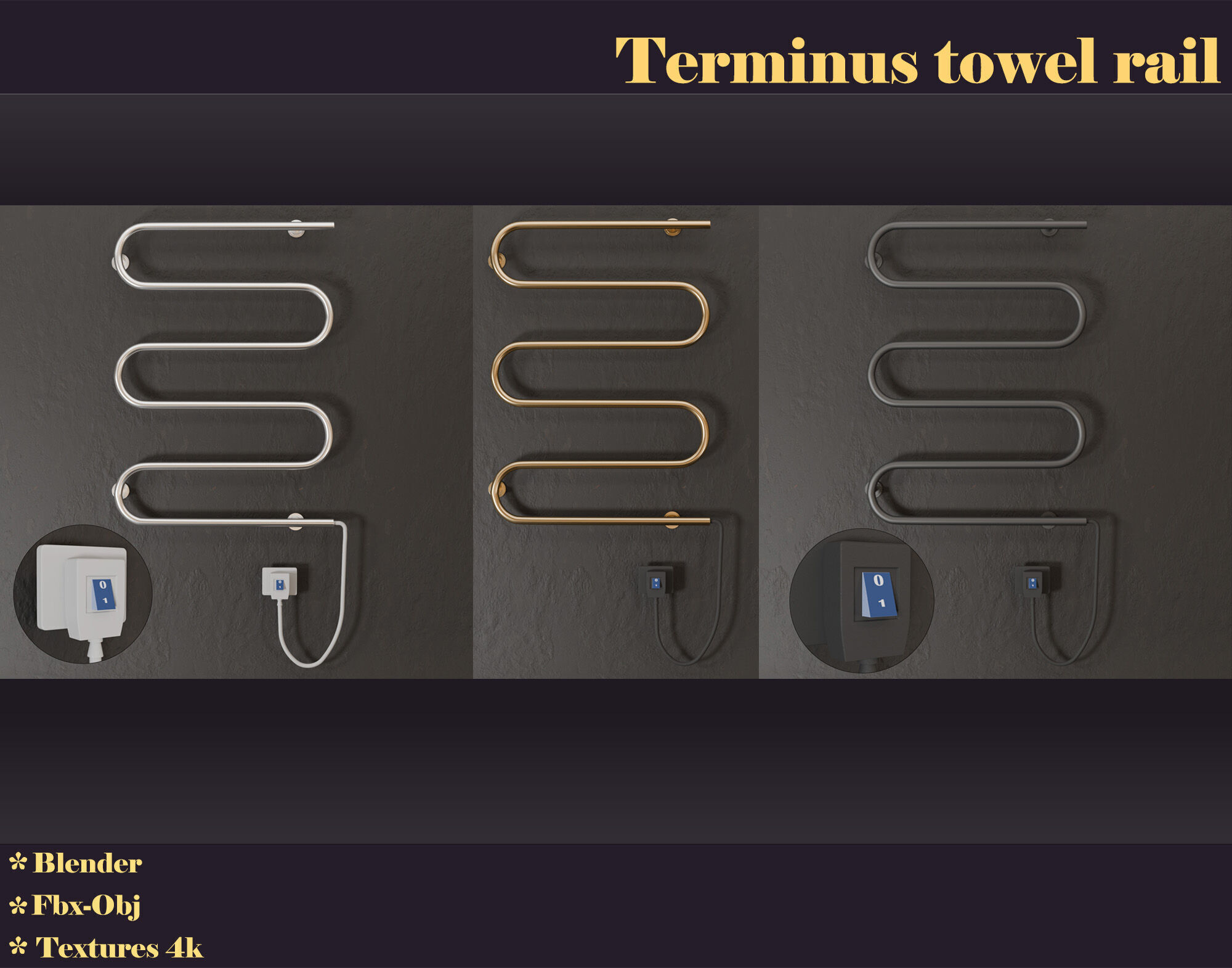 Terminus towel rail 3D model_10