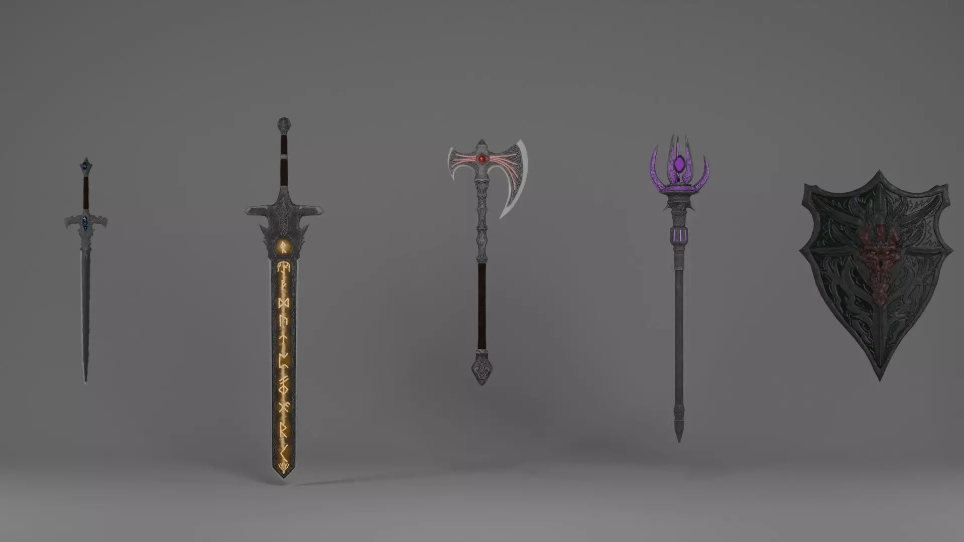 Dark Fantasy Weapons  Low-poly 3D model_0