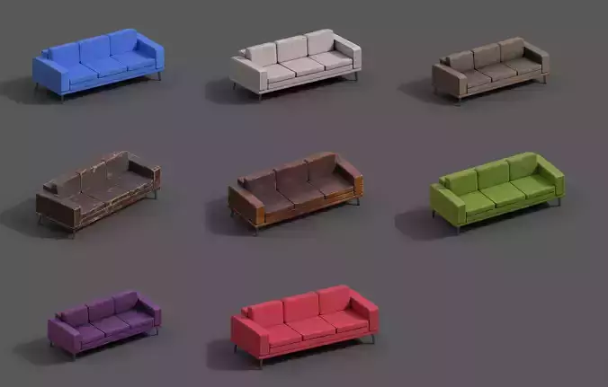 Pack 8 High-Quality 3D Sofa