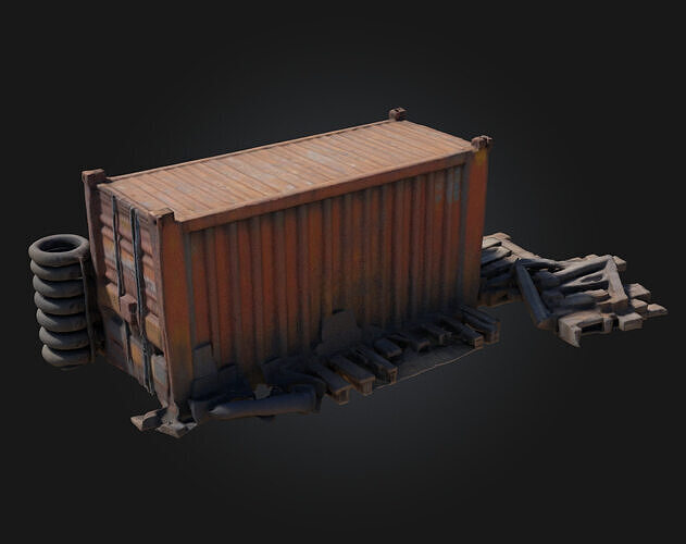Container and Clutter  Realistic Storage and Debris Set 3D model 6