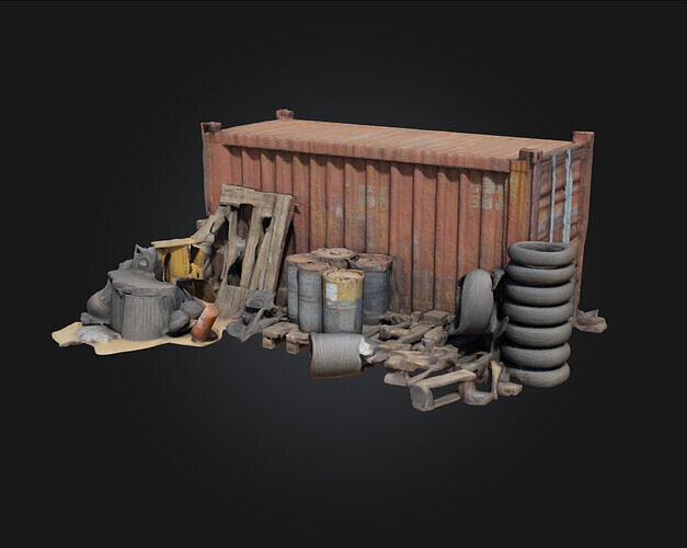 Container and Clutter  Realistic Storage and Debris Set 3D model 2