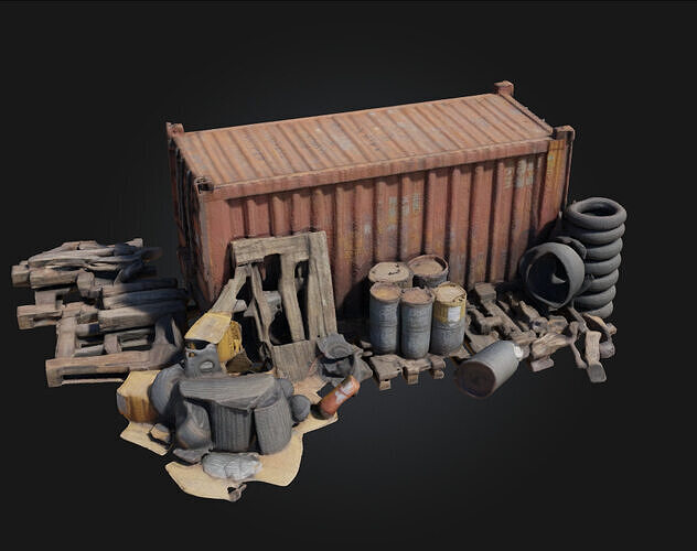 Container and Clutter  Realistic Storage and Debris Set 3D model 3