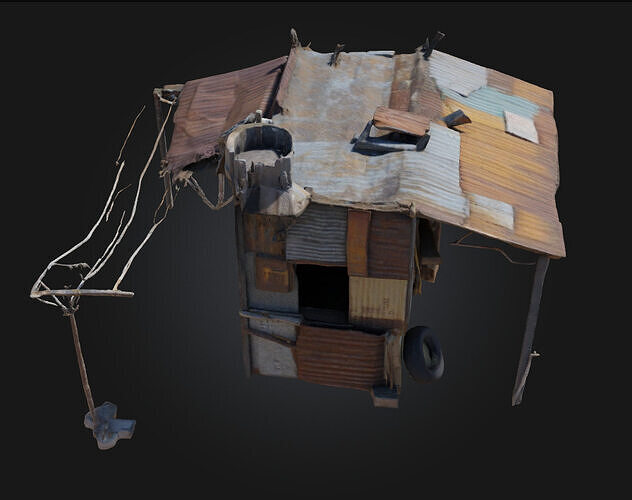 Rustic Shelter  Cozy Simplicity of Rural Living 3D model 2