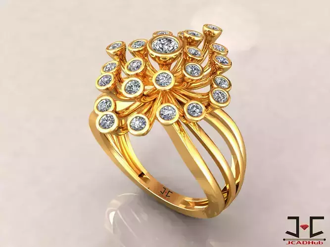 0229 - Cocktail Ladies Ring - JCADHub 3D print model