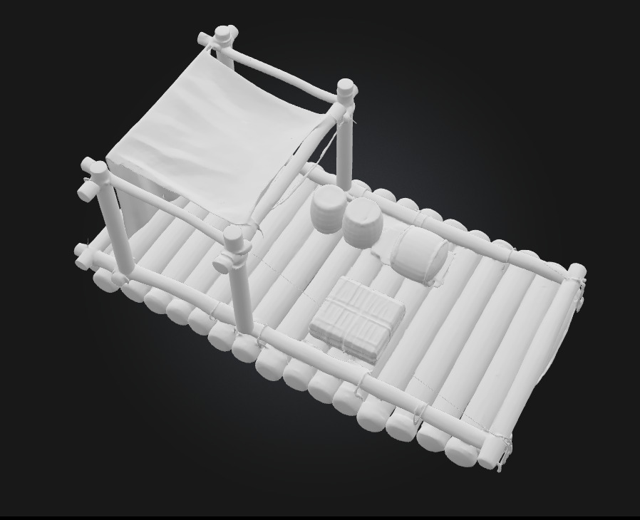 Rustic Raft Journey Handcrafted River Adventure Asset 3D model_8