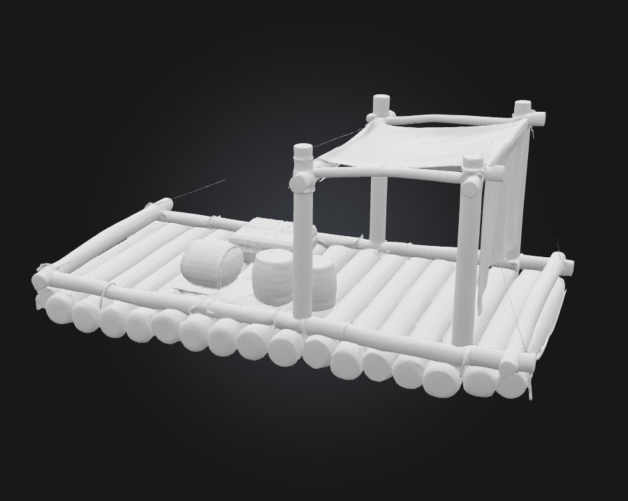 Rustic Raft Journey Handcrafted River Adventure Asset 3D model_10