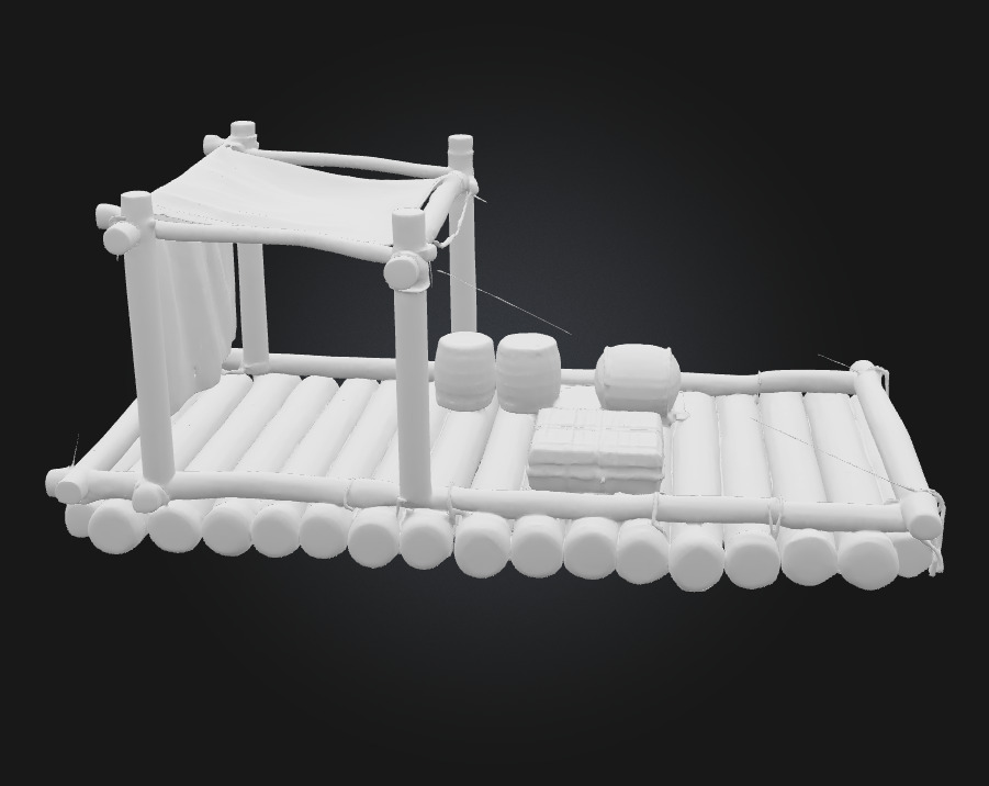 Rustic Raft Journey Handcrafted River Adventure Asset 3D model_9