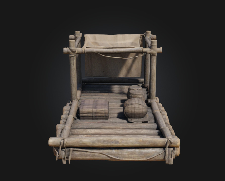 Rustic Raft Journey Handcrafted River Adventure Asset 3D model_2
