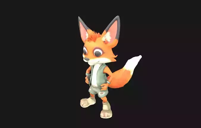 Whimsical Fox 3D Character Model Stylized Cartoon Animal Asset