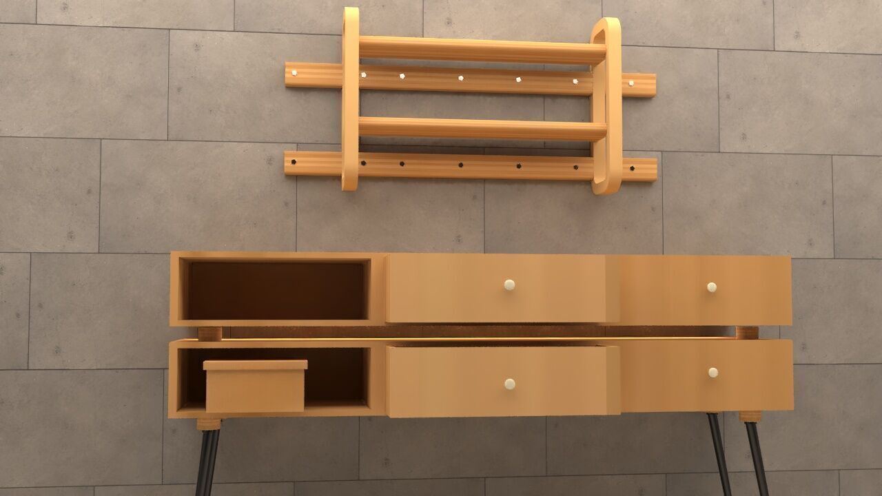 Modern Wooden Table High Poly 3D model_8