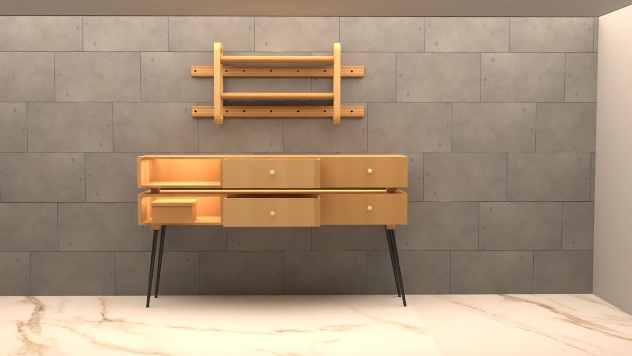 Modern Wooden Table High Poly 3D model_1