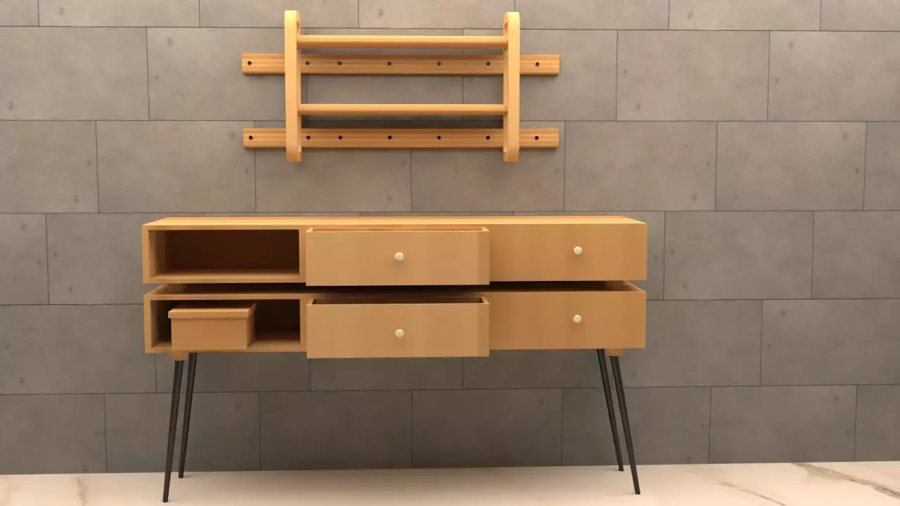 Modern Wooden Table High Poly 3D model_0