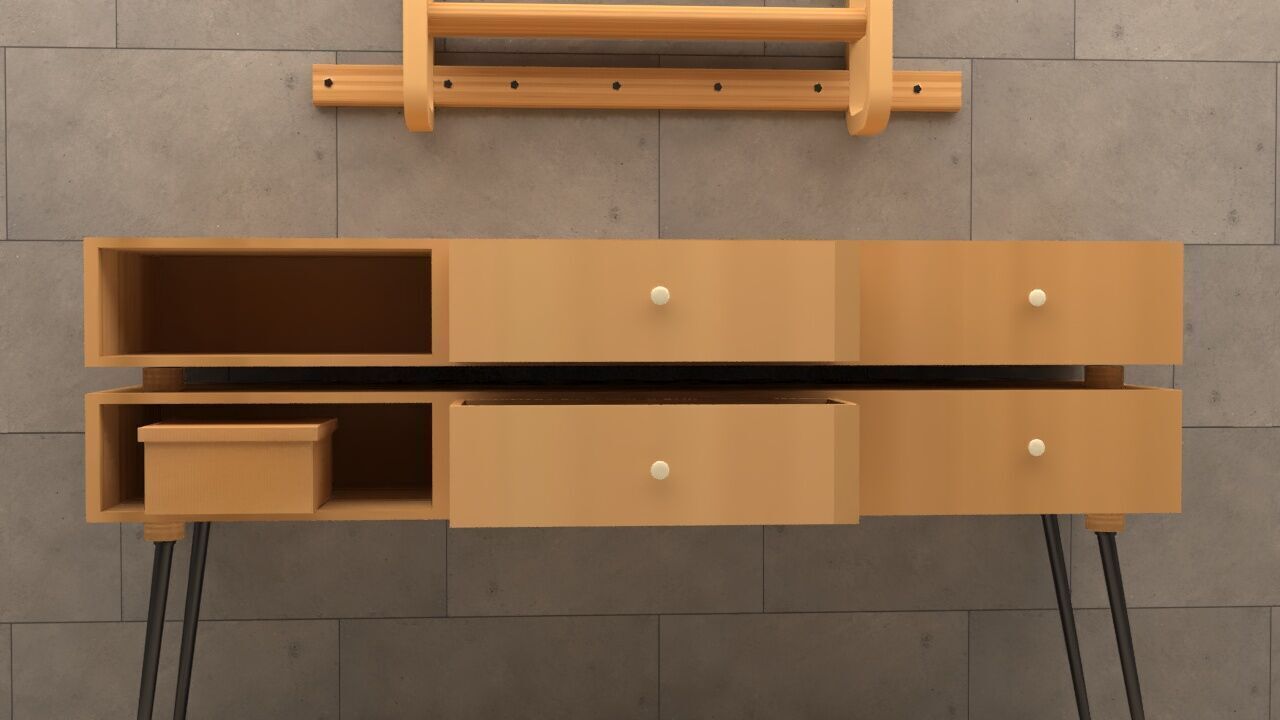 Modern Wooden Table High Poly 3D model_4