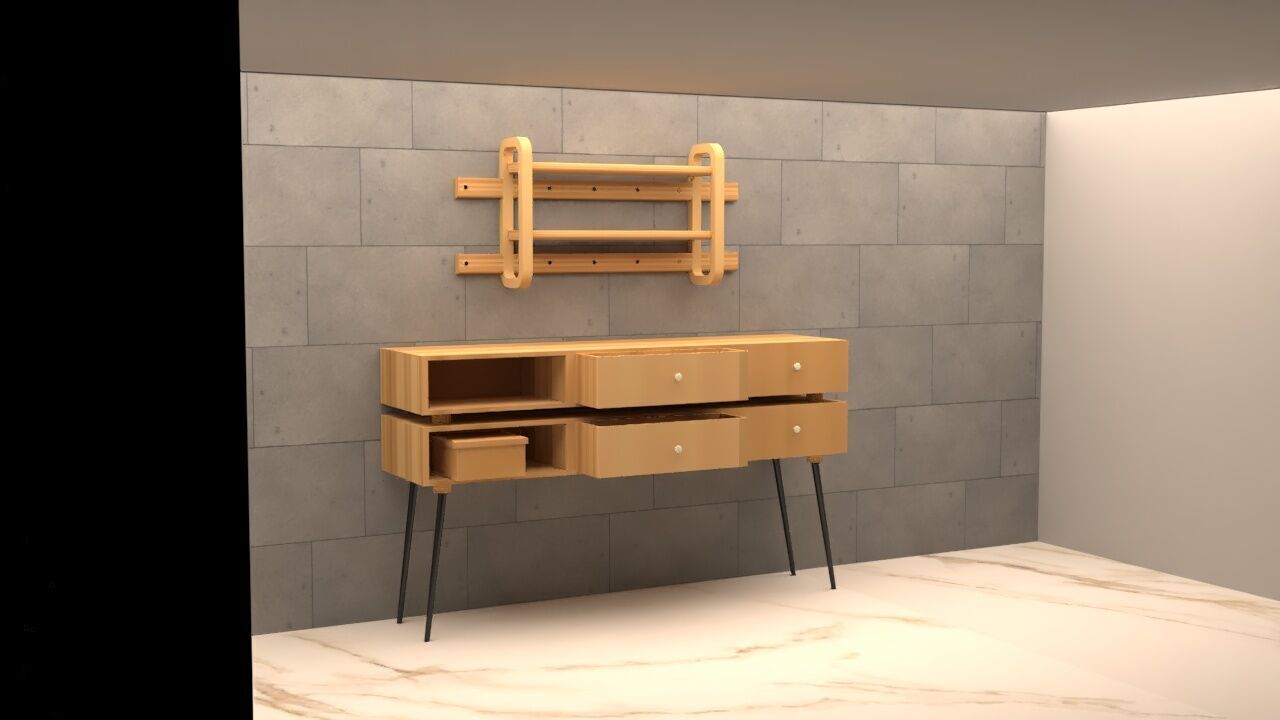 Modern Wooden Table High Poly 3D model_3