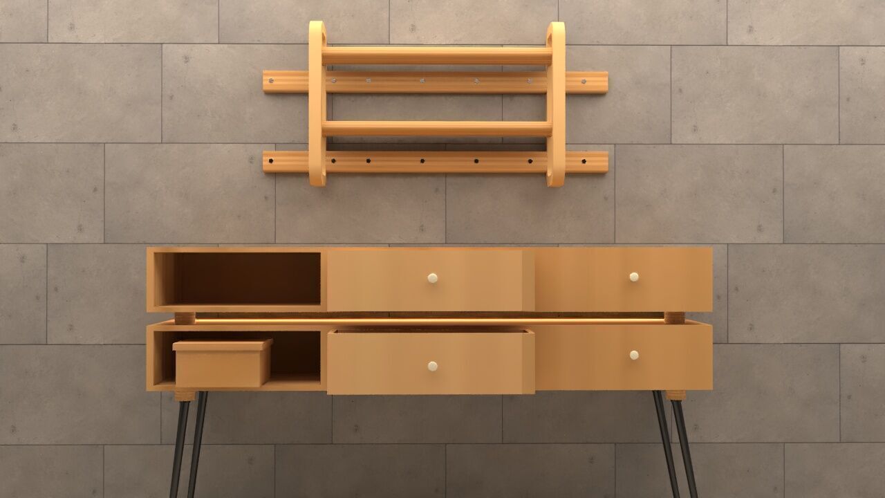 Modern Wooden Table High Poly 3D model_5