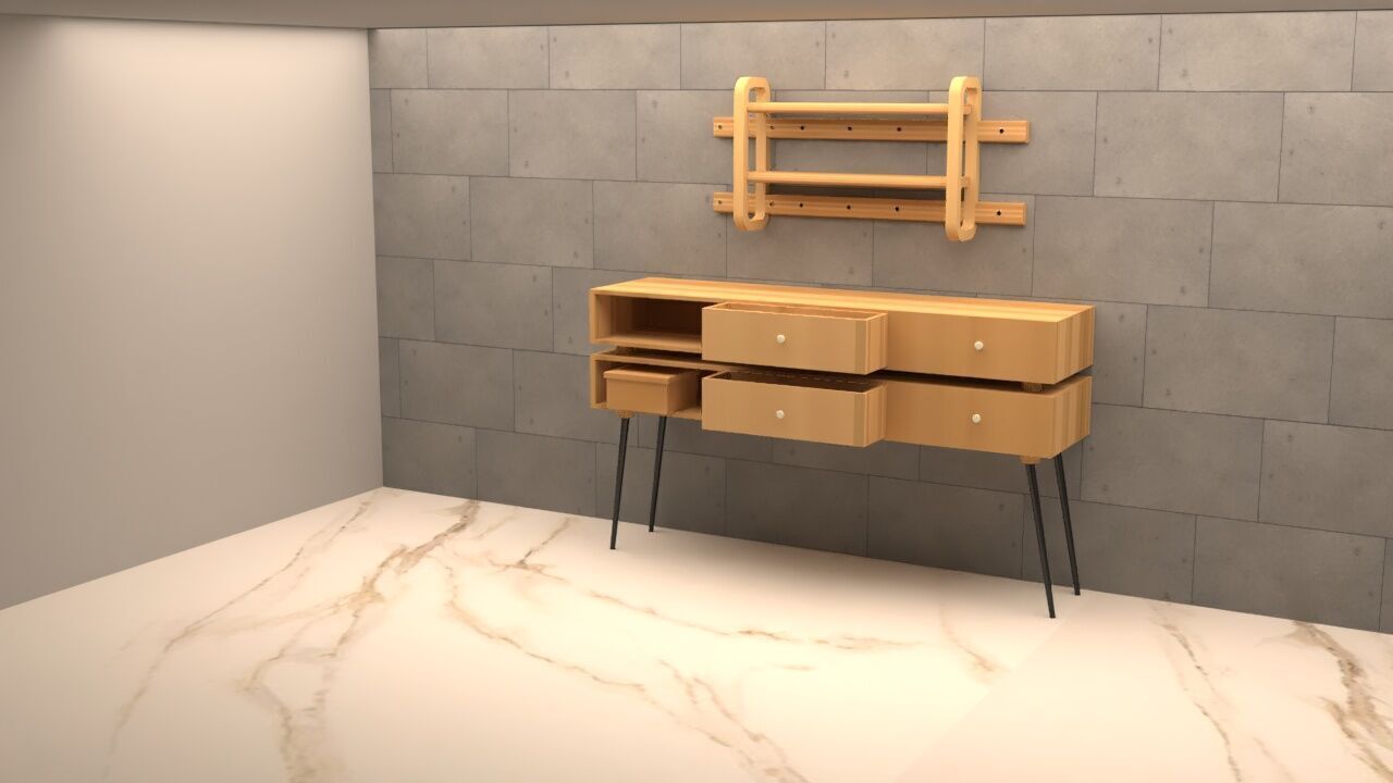 Modern Wooden Table High Poly 3D model_2