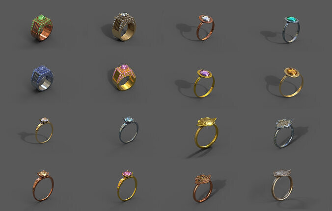 High-Quality 3D Ring Model Pack 12 Low-poly 3D model