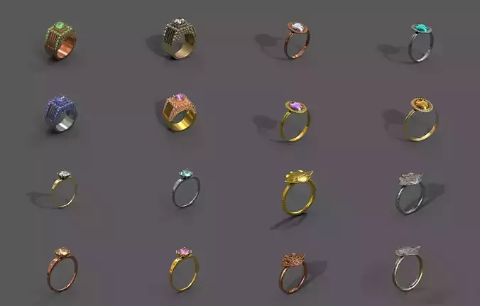 High-Quality 3D Ring Model Pack 12