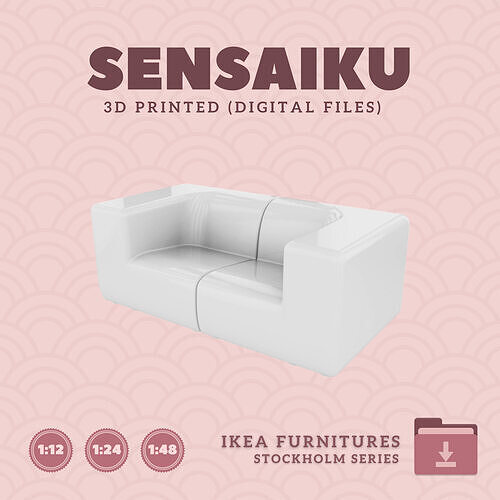 26 STOCKHOLM Loveseat Sofa for Dollhouse - IKEA - 3D Print 3D print model