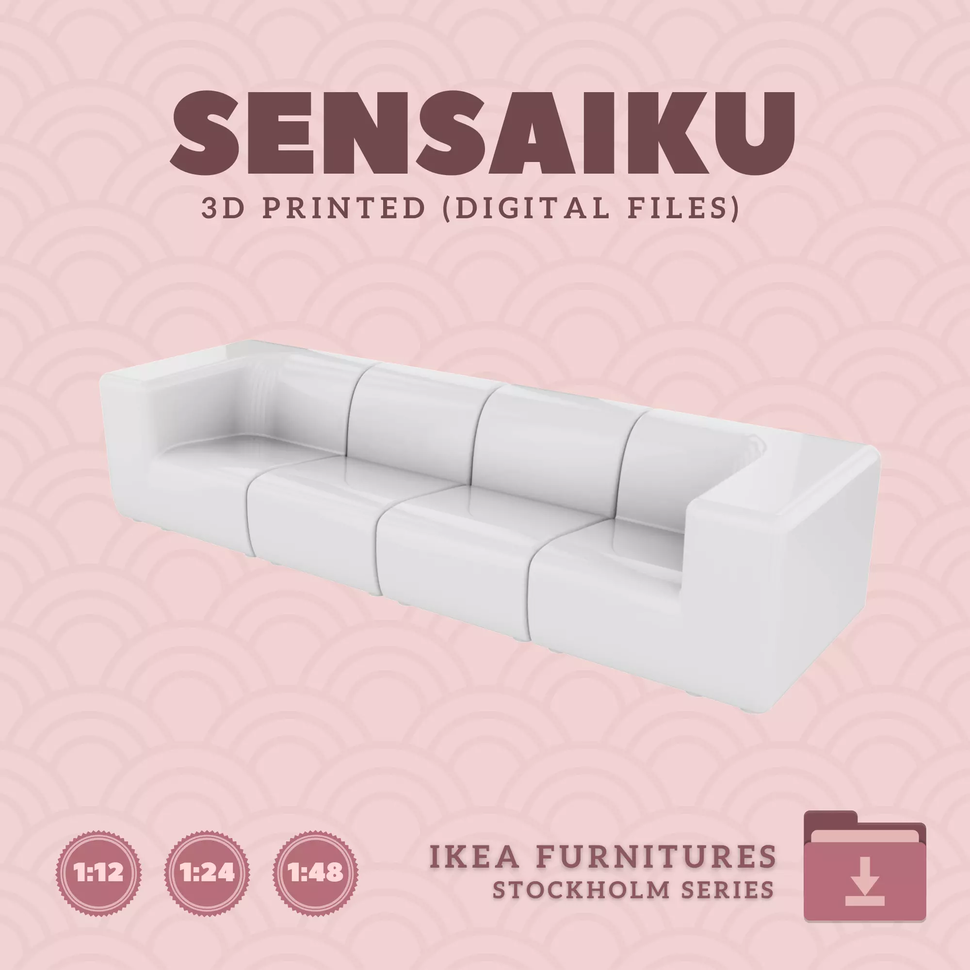 28 STOCKHOLM 4 Seat Sofa for Dollhouse - IKEA - 3D Print 3D print model