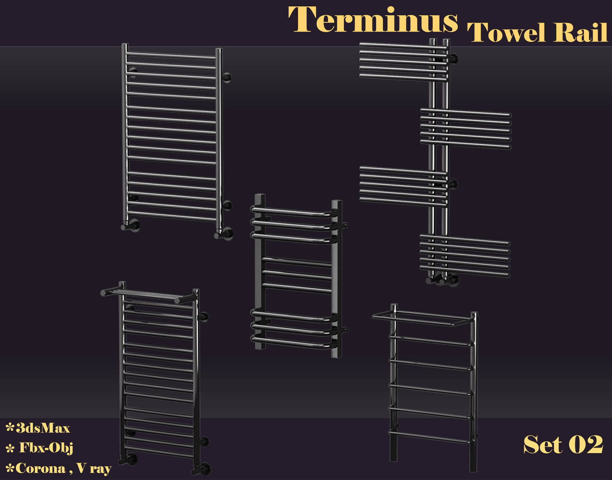 Terminus towel rail set 02 3D model_5