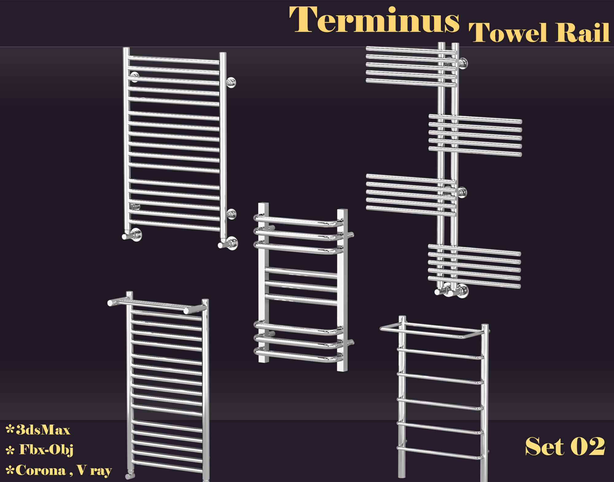 Terminus towel rail set 02 3D model_4