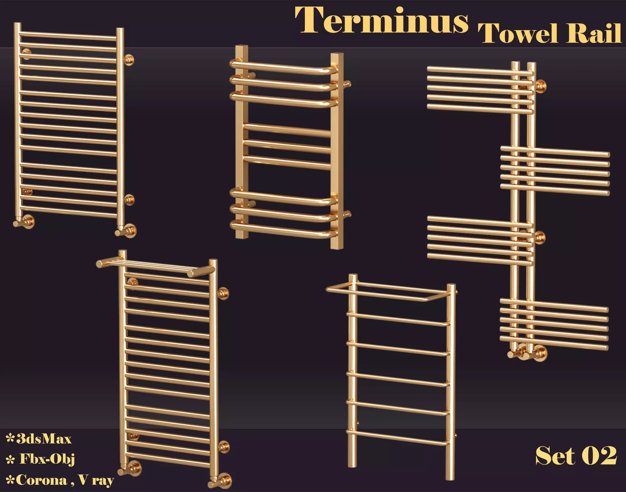 Terminus towel rail set 02 3D model_0