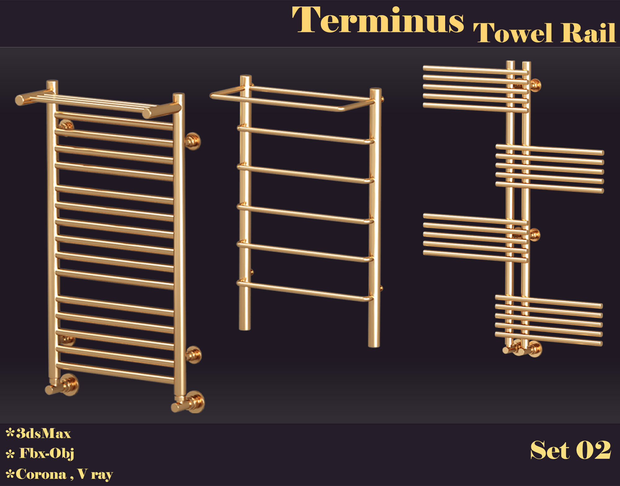 Terminus towel rail set 02 3D model_6