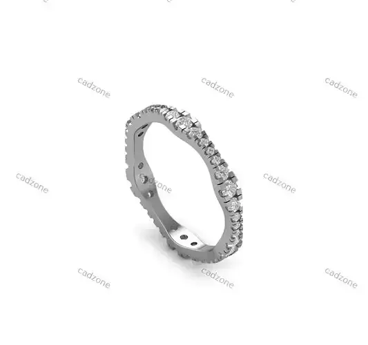 Wavy Eternity Diamond Band Ring-3D Model