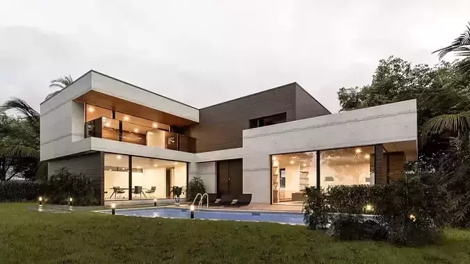 Modern style single-family villa exterior  