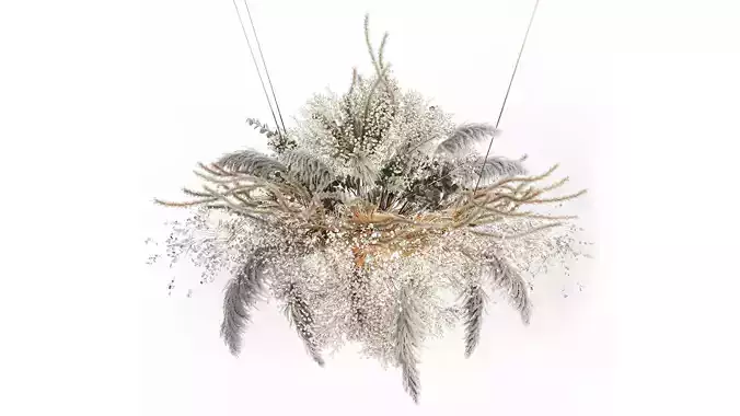 Hanging Installation Bouquet Dried Flowers pampas gypsophila 571 3D model