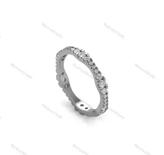 Wavy Eternity Diamond Band Ring-3D Model
